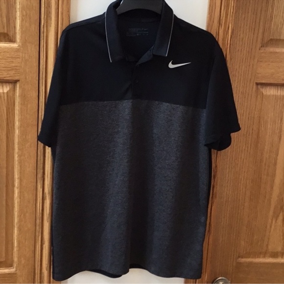Nike DRI-FIT Golf, Standard fit polo style shirt-black & gray. Men's size XL - Picture 2 of 10